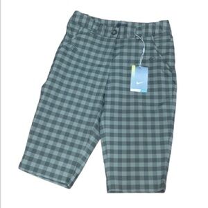 Nike golf shorts green gingham checkered NWT size 0 Bermuda swoosh plaid